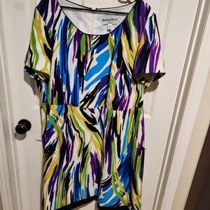Womens Multicolor Sheath Short Sleeve Dress Size 22W